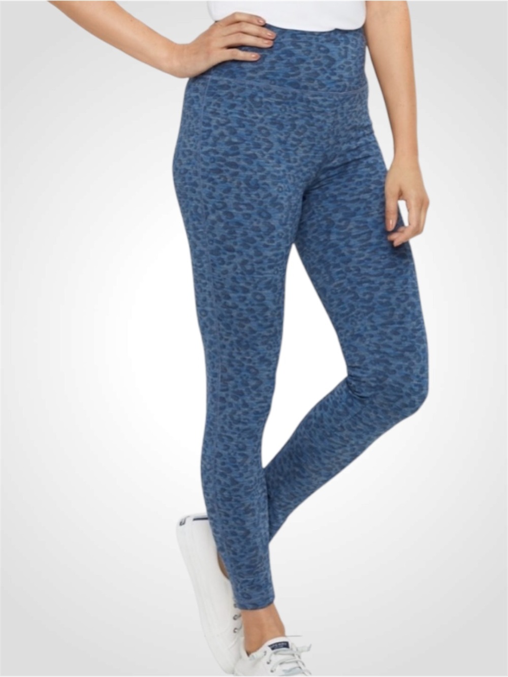 T by Talbots Blue Leopard-Print High-Waist Leggings XS
